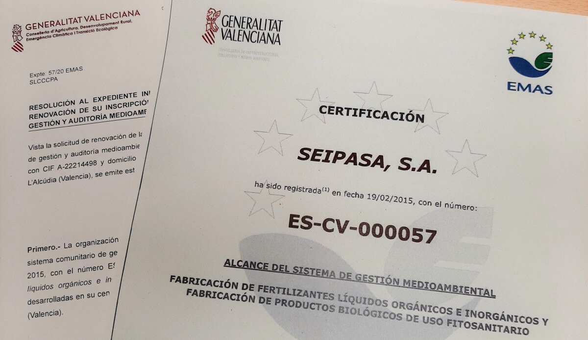 Seipasa renews its EMAS-registered status