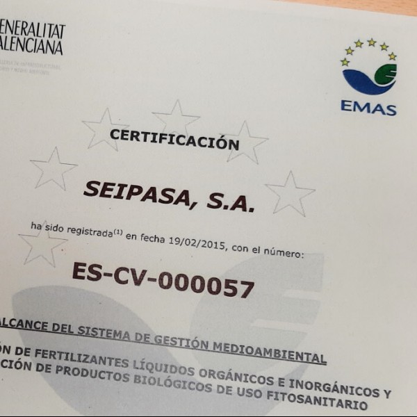 Seipasa renueva su inscripción en el registro EMAS